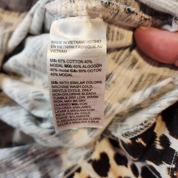 Chicos Xl Animal Print Brown 3/4  Sleeve Blouse - Picture 8 of 11